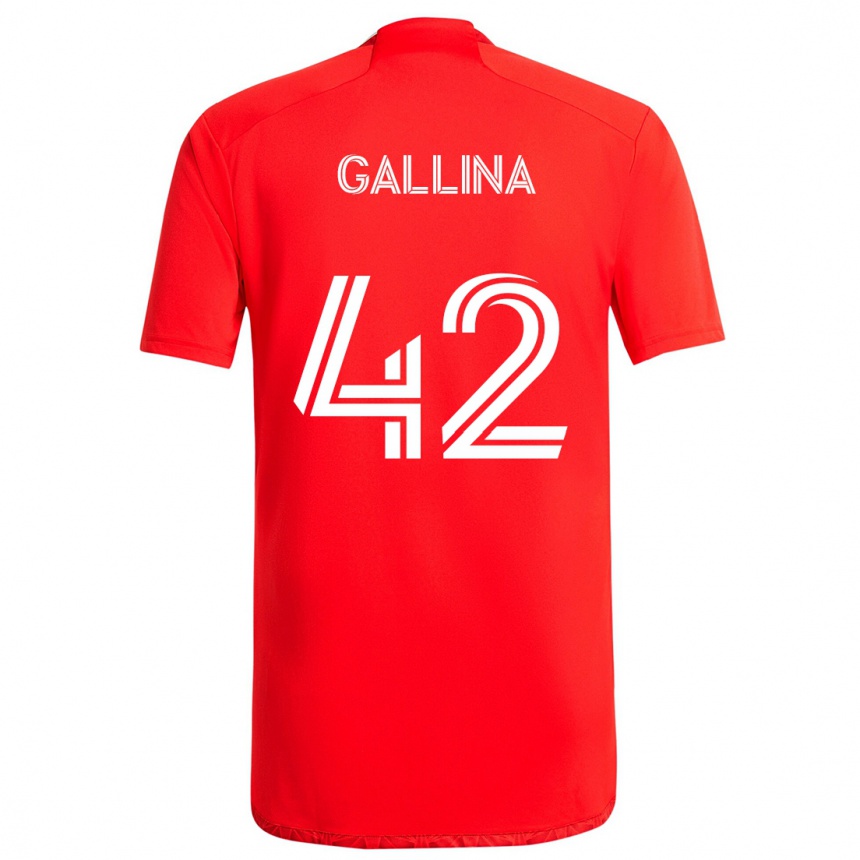 Kids Football Henrique Gallina #42 Red White Home Jersey 2024/25 T-Shirt Uk