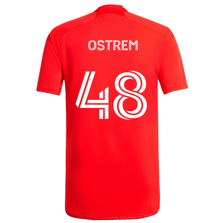 Kids Football Charlie Ostrem #48 Red White Home Jersey 2024/25 T-Shirt Uk