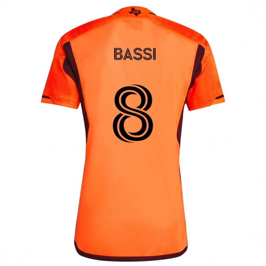 Kids Football Amine Bassi #8 Orange Black Home Jersey 2024/25 T-Shirt Uk