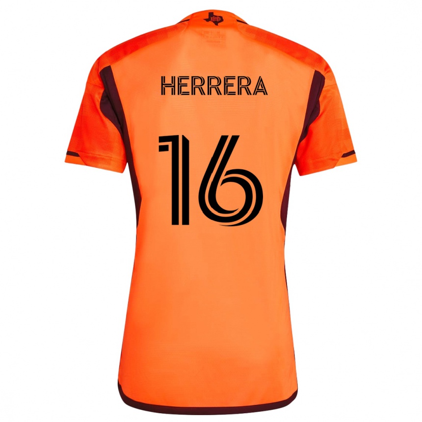 Kids Football Héctor Herrera #16 Orange Black Home Jersey 2024/25 T-Shirt Uk