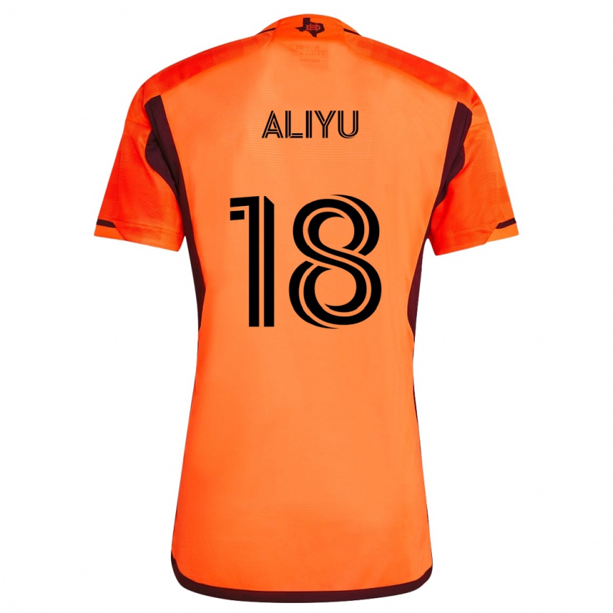 Kids Football Ibrahim Aliyu #18 Orange Black Home Jersey 2024/25 T-Shirt Uk