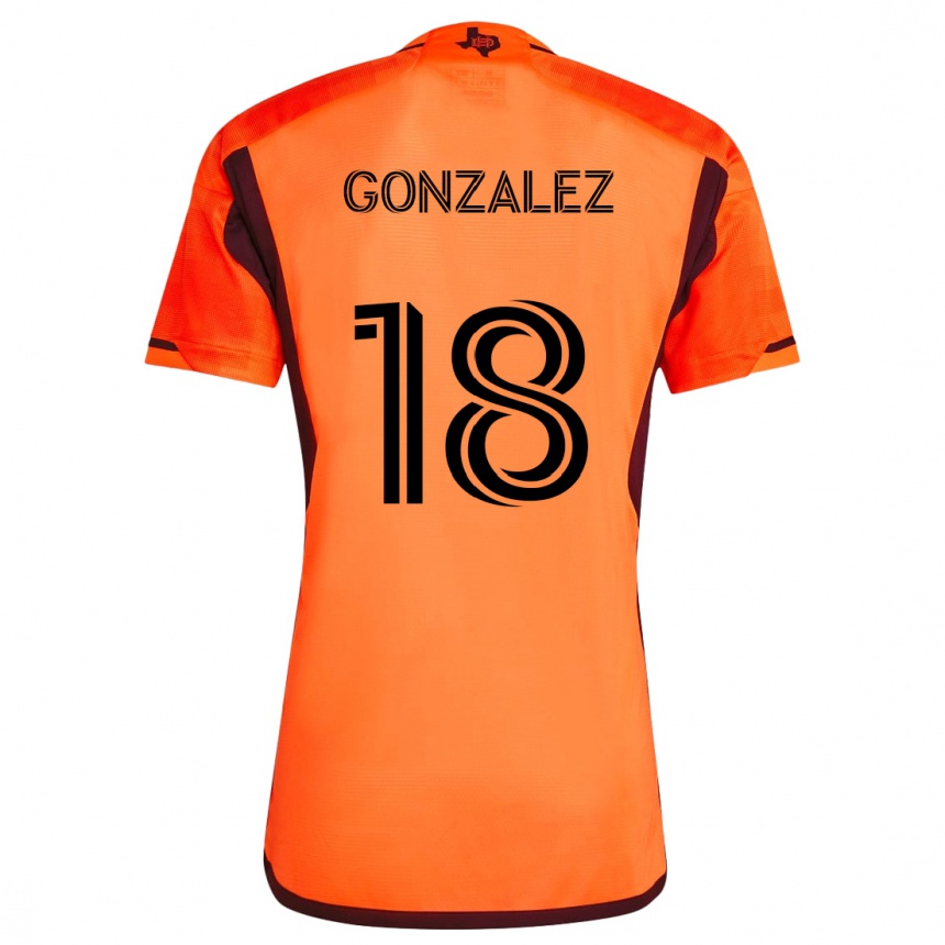 Kids Football Diego Gonzalez #18 Orange Black Home Jersey 2024/25 T-Shirt Uk