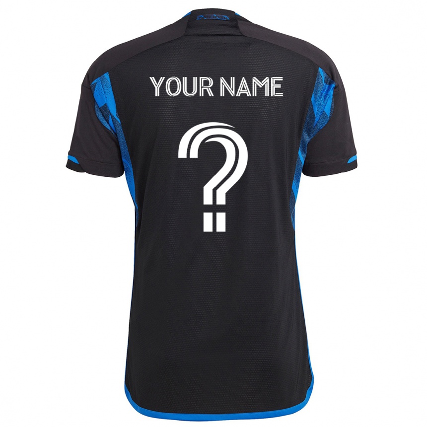 Kids Football Your Name #0 Blue Black Home Jersey 2024/25 T-Shirt Uk