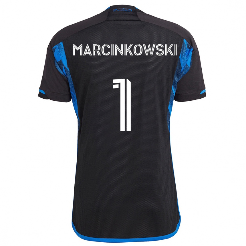 Kids Football Jt Marcinkowski #1 Blue Black Home Jersey 2024/25 T-Shirt Uk