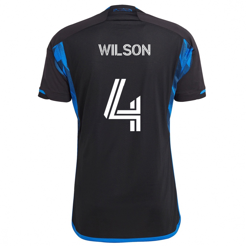 Kids Football Bruno Wilson #4 Blue Black Home Jersey 2024/25 T-Shirt Uk