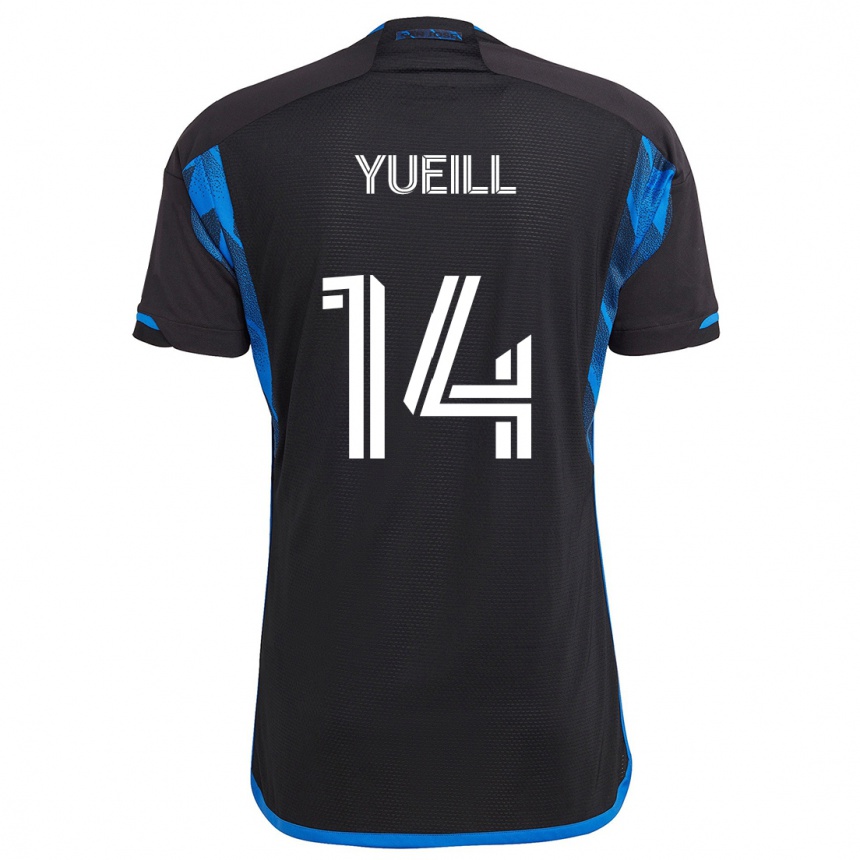 Kids Football Jackson Yueill #14 Blue Black Home Jersey 2024/25 T-Shirt Uk