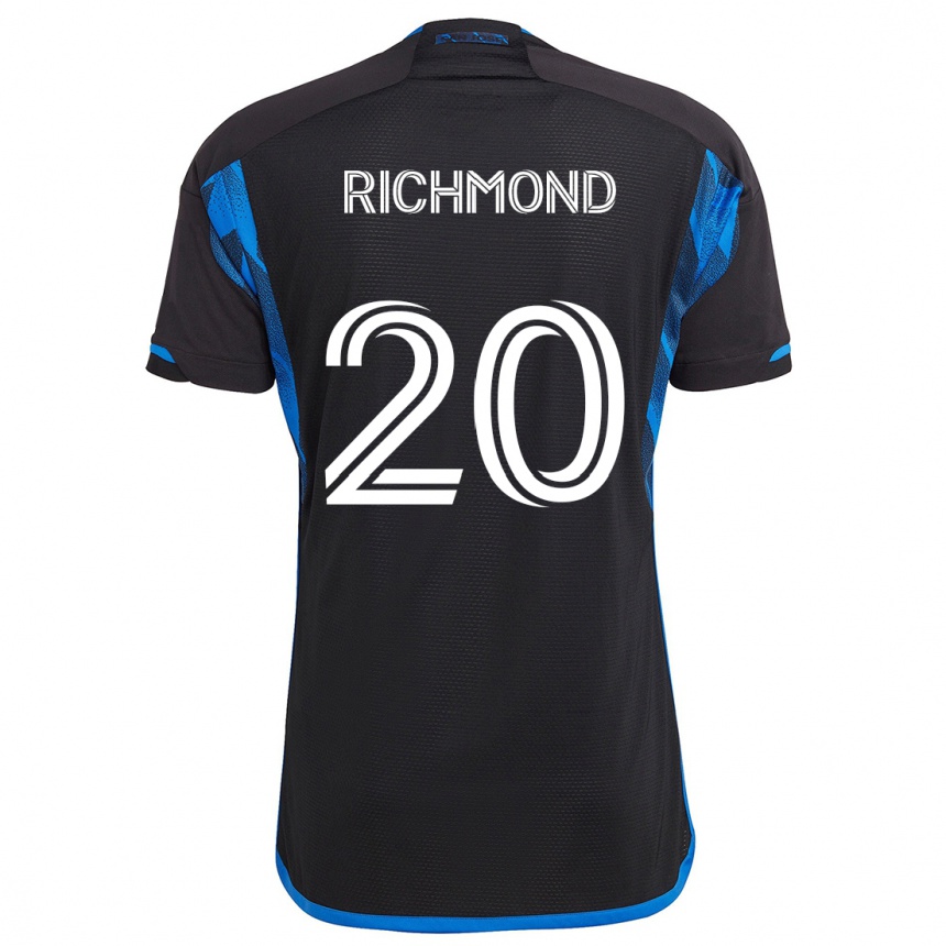 Kids Football Will Richmond #20 Blue Black Home Jersey 2024/25 T-Shirt Uk