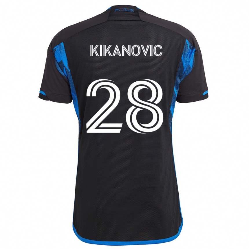 Kids Football Benjamin Kikanovic #28 Blue Black Home Jersey 2024/25 T-Shirt Uk