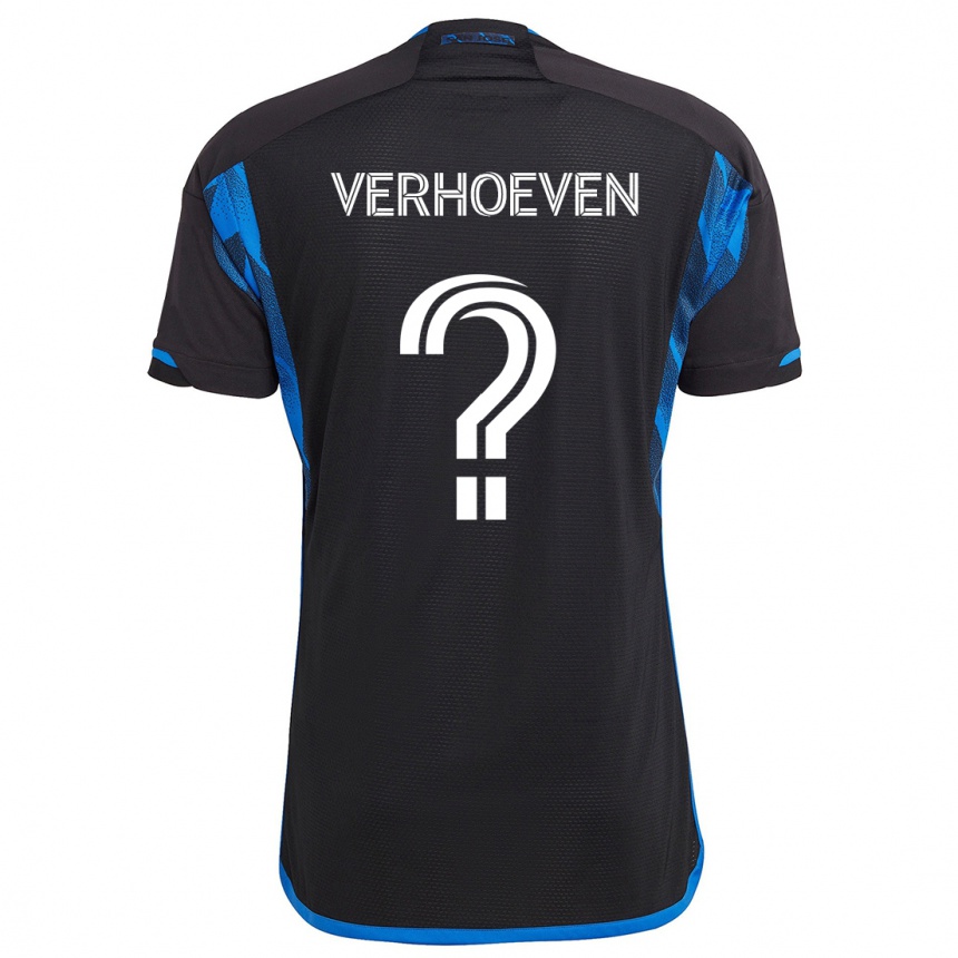 Kids Football Oscar Verhoeven #0 Blue Black Home Jersey 2024/25 T-Shirt Uk