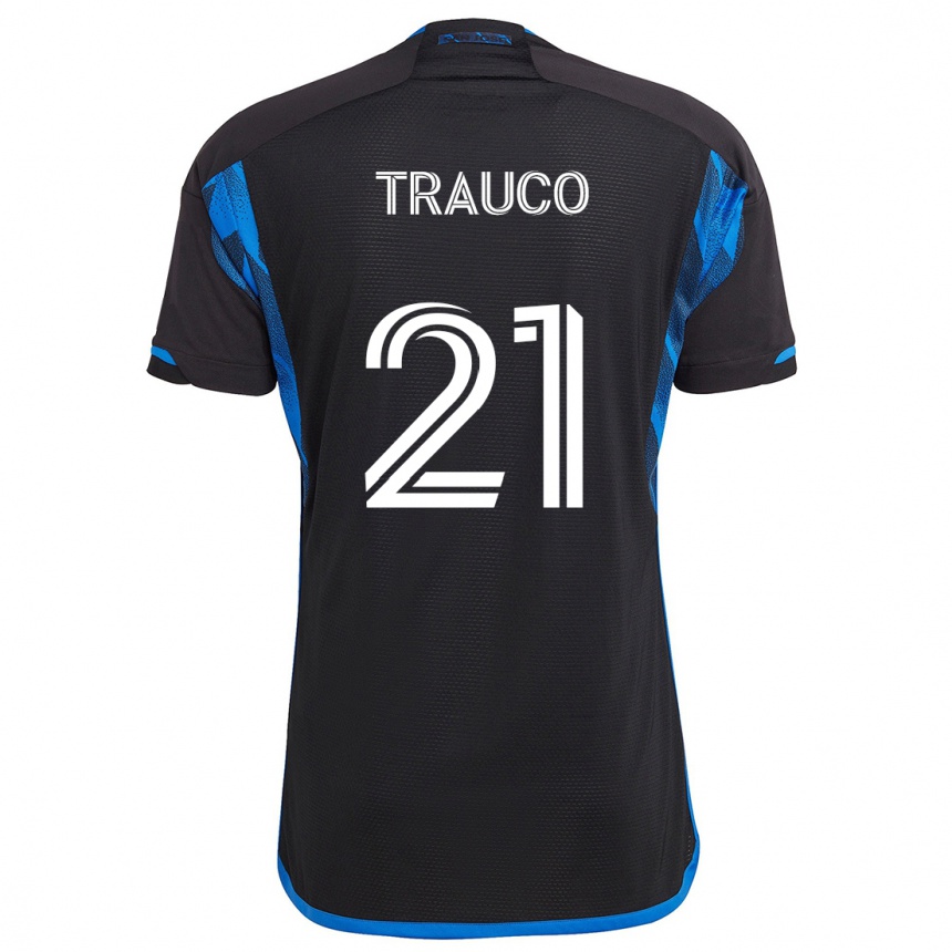 Kids Football Miguel Trauco #21 Blue Black Home Jersey 2024/25 T-Shirt Uk