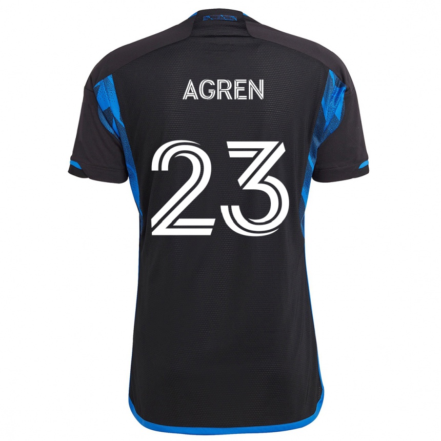 Kids Football Oskar Agren #23 Blue Black Home Jersey 2024/25 T-Shirt Uk