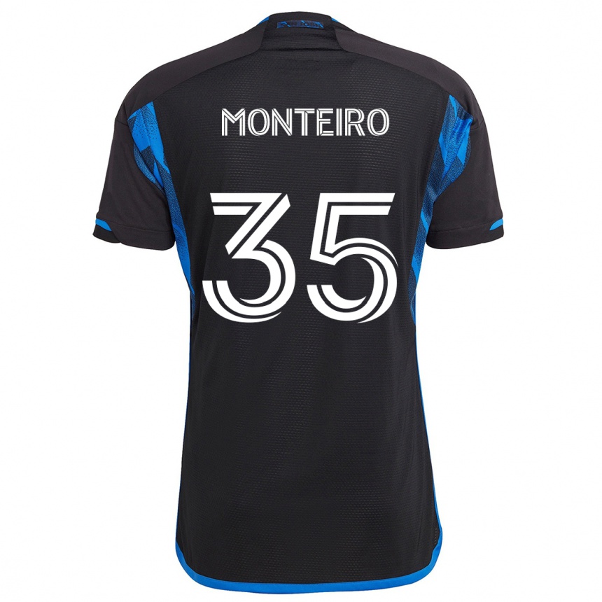 Kids Football Jamiro Monteiro #35 Blue Black Home Jersey 2024/25 T-Shirt Uk