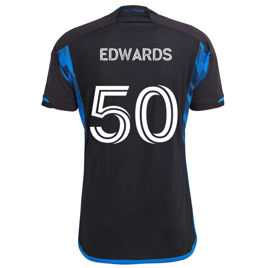 Kids Football Aaron Edwards #50 Blue Black Home Jersey 2024/25 T-Shirt Uk