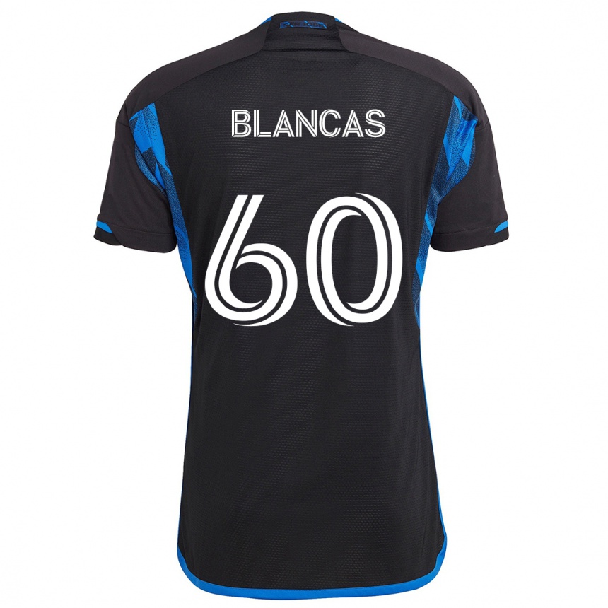 Kids Football Eduardo Blancas #60 Blue Black Home Jersey 2024/25 T-Shirt Uk