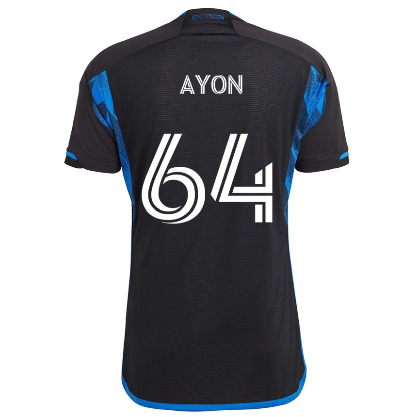 Kids Football Jerry Ayon #64 Blue Black Home Jersey 2024/25 T-Shirt Uk