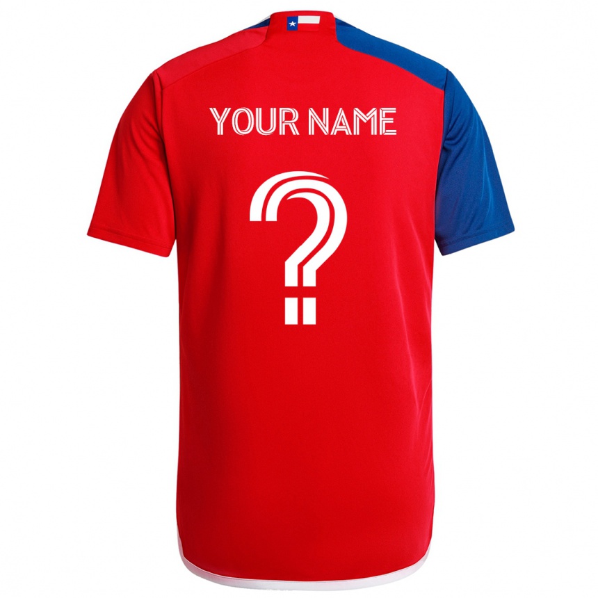 Kids Football Your Name #0 Blue Red Home Jersey 2024/25 T-Shirt Uk