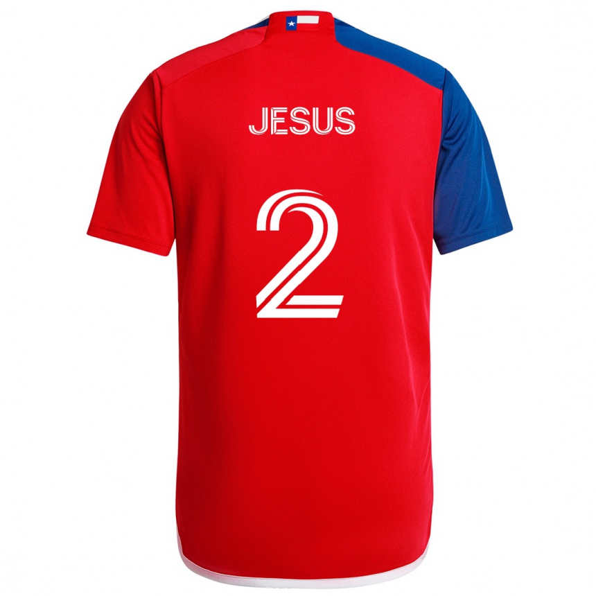 Kids Football Geovane Jesus #2 Blue Red Home Jersey 2024/25 T-Shirt Uk