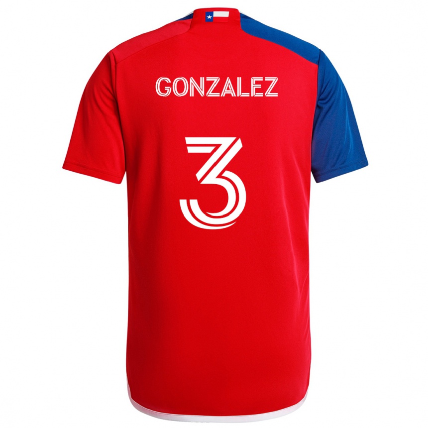 Kids Football Omar González #3 Blue Red Home Jersey 2024/25 T-Shirt Uk