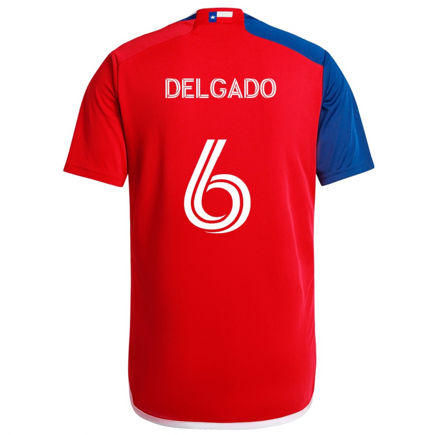 Kids Football Patrickson Delgado #6 Blue Red Home Jersey 2024/25 T-Shirt Uk