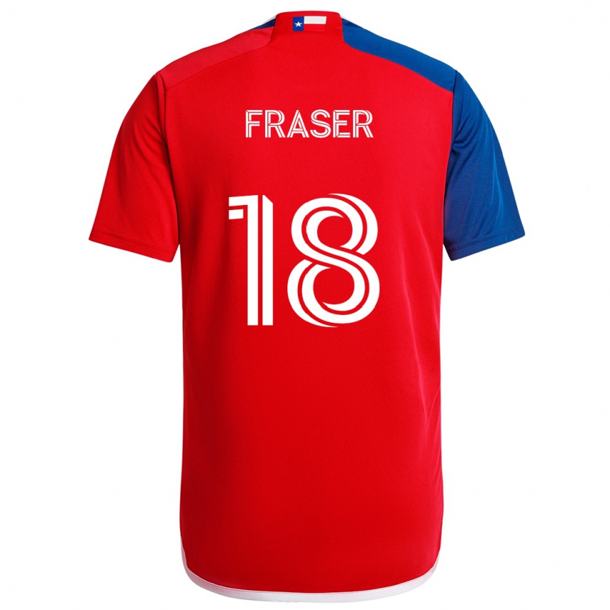 Kids Football Liam Fraser #18 Blue Red Home Jersey 2024/25 T-Shirt Uk