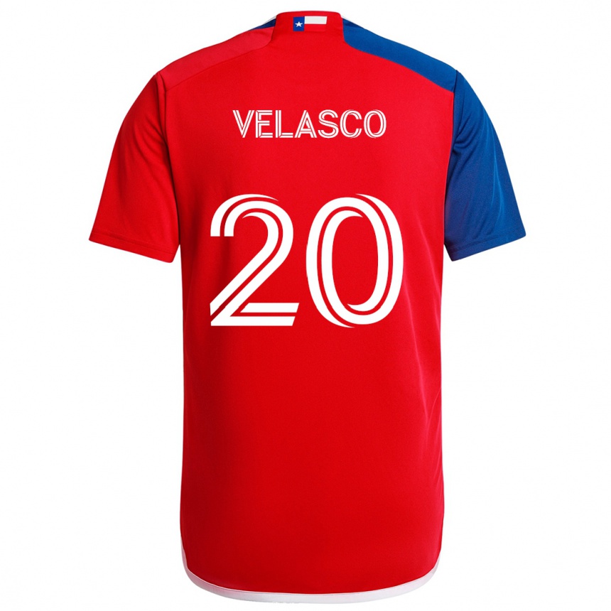 Kids Football Alan Velasco #20 Blue Red Home Jersey 2024/25 T-Shirt Uk