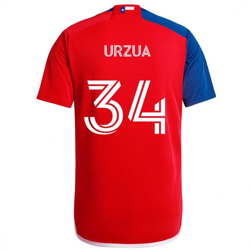 Kids Football Alejandro Urzua #34 Blue Red Home Jersey 2024/25 T-Shirt Uk