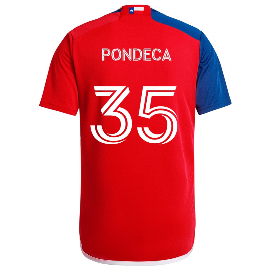 Kids Football Tomas Pondeca #35 Blue Red Home Jersey 2024/25 T-Shirt Uk