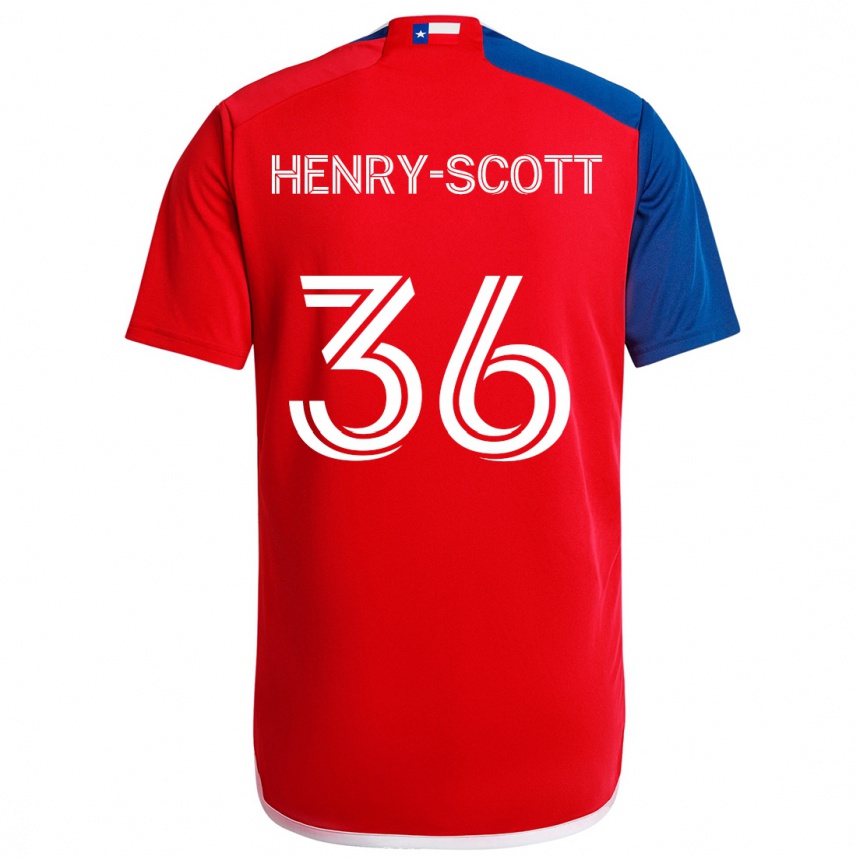 Kids Football Malik Henry-Scott #36 Blue Red Home Jersey 2024/25 T-Shirt Uk