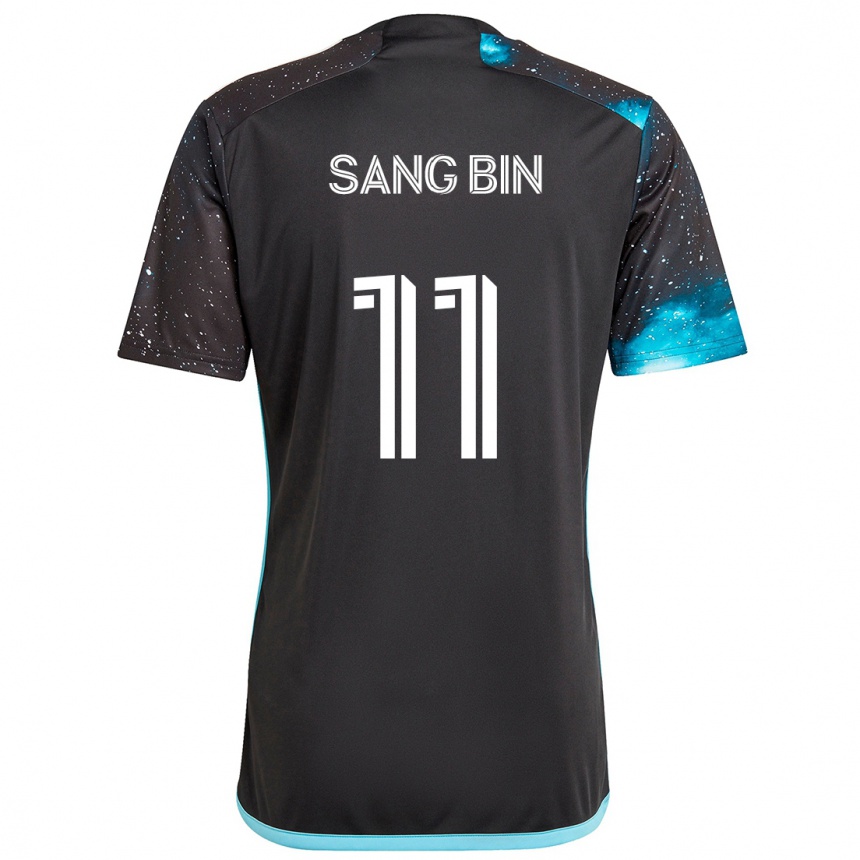 Kids Football Sang-Bin Jeong #11 Black Blue Home Jersey 2024/25 T-Shirt Uk