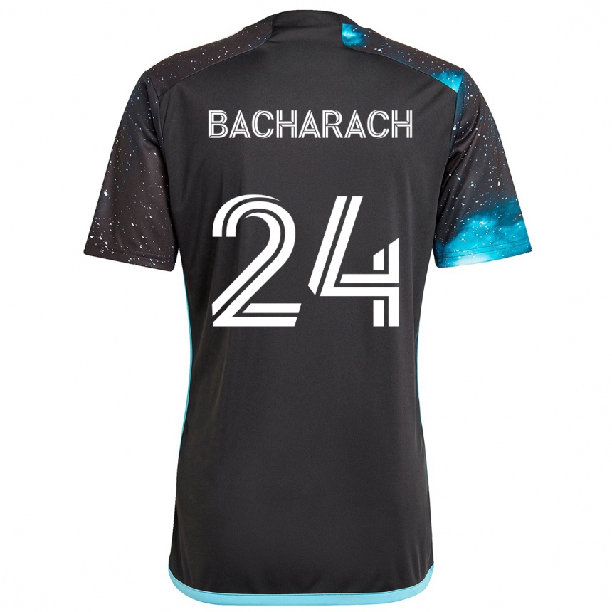 Kids Football Hugo Bacharach #24 Black Blue Home Jersey 2024/25 T-Shirt Uk