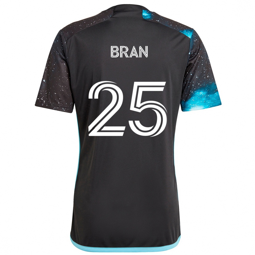 Kids Football Alejandro Bran #25 Black Blue Home Jersey 2024/25 T-Shirt Uk