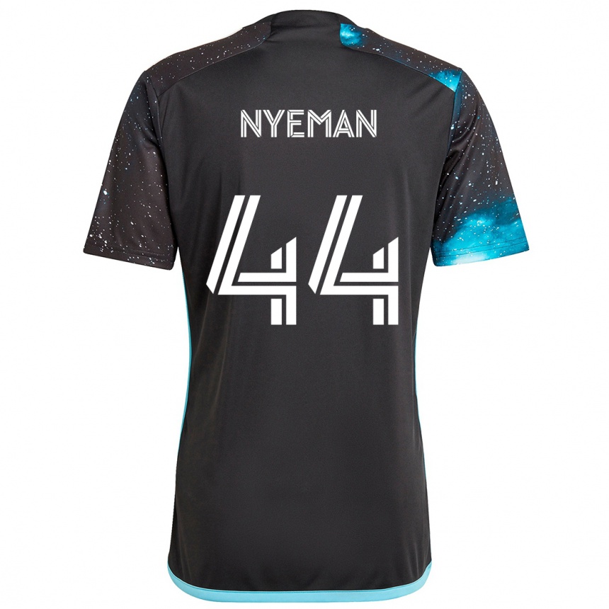 Kids Football Moses Nyeman #44 Black Blue Home Jersey 2024/25 T-Shirt Uk