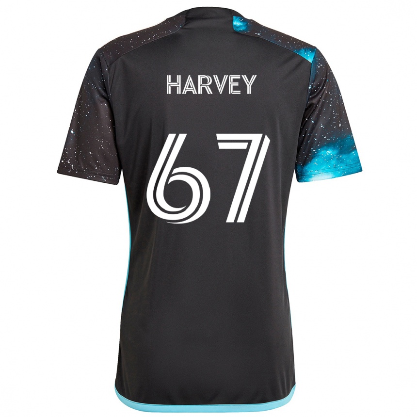 Kids Football Carlos Harvey #67 Black Blue Home Jersey 2024/25 T-Shirt Uk