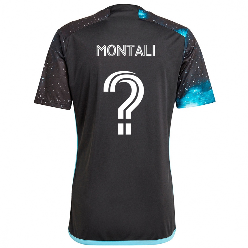 Kids Football Francesco Montali #0 Black Blue Home Jersey 2024/25 T-Shirt Uk