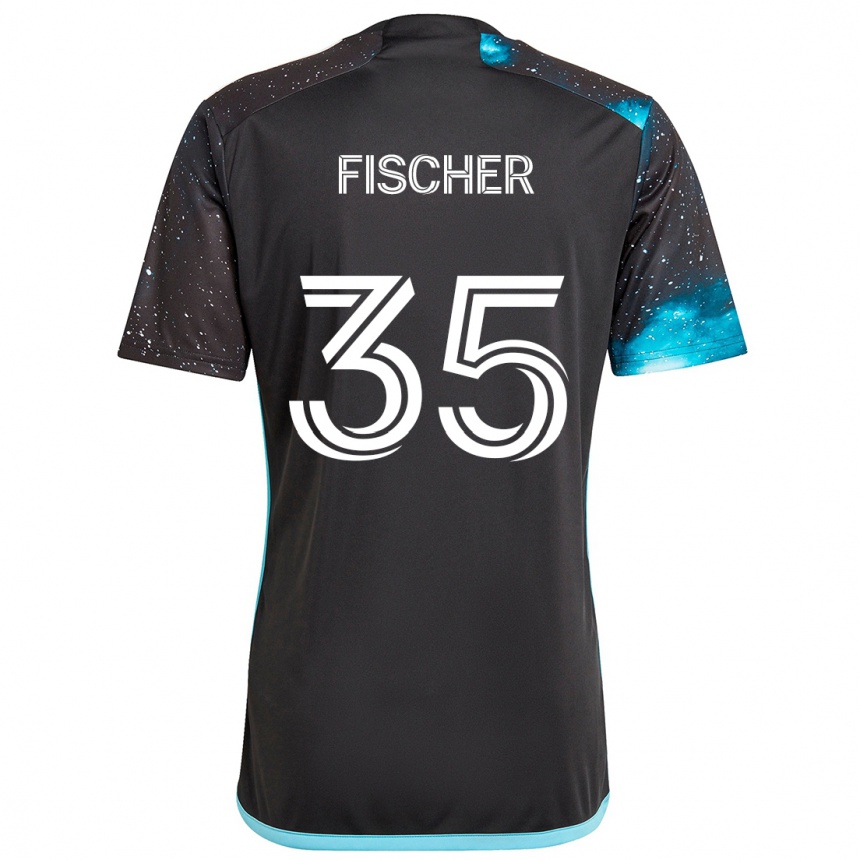 Kids Football Britton Fischer #35 Black Blue Home Jersey 2024/25 T-Shirt Uk