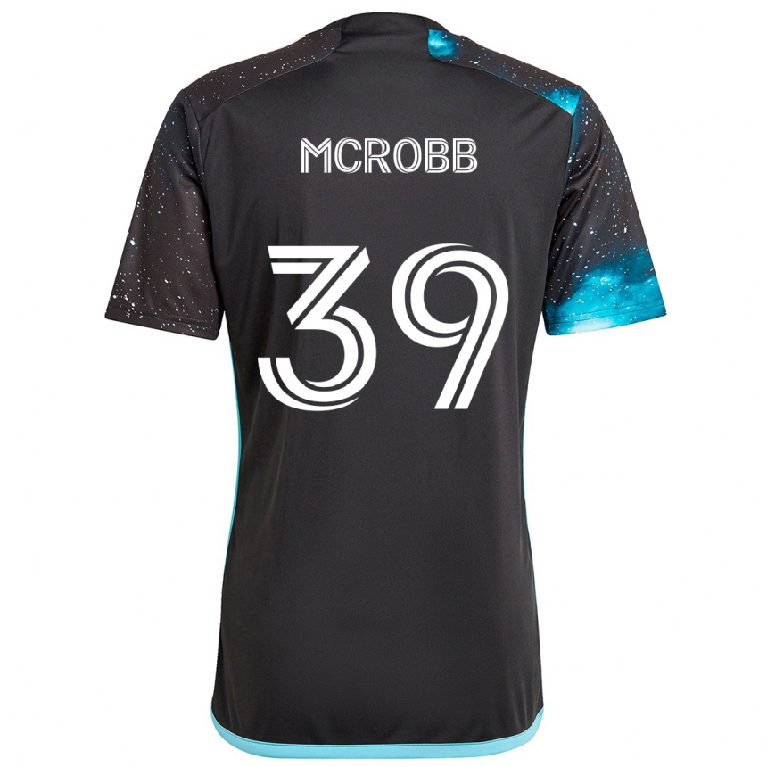 Kids Football Finn Mcrobb #39 Black Blue Home Jersey 2024/25 T-Shirt Uk