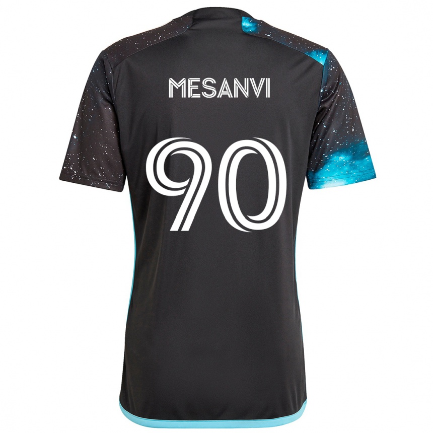 Kids Football Loïc Mesanvi #90 Black Blue Home Jersey 2024/25 T-Shirt Uk