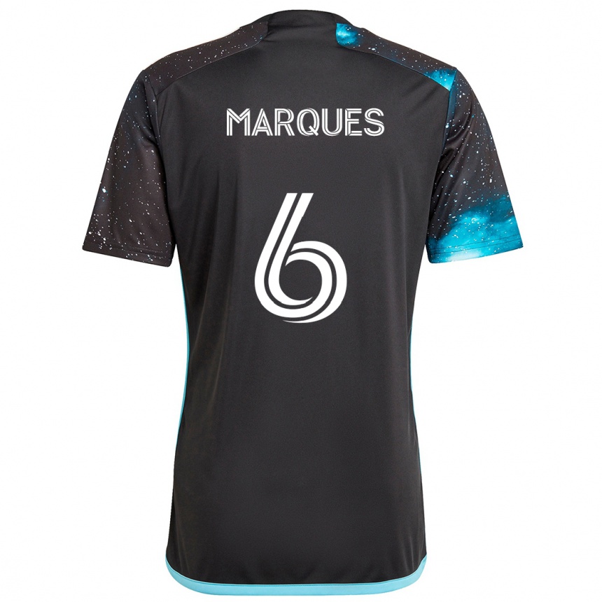 Kids Football Mikael Marqués #6 Black Blue Home Jersey 2024/25 T-Shirt Uk