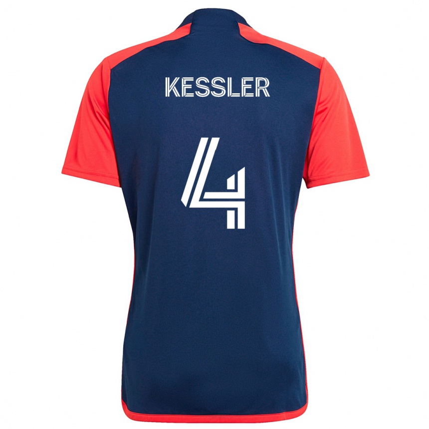 Kids Football Henry Kessler #4 Blue Red Home Jersey 2024/25 T-Shirt Uk