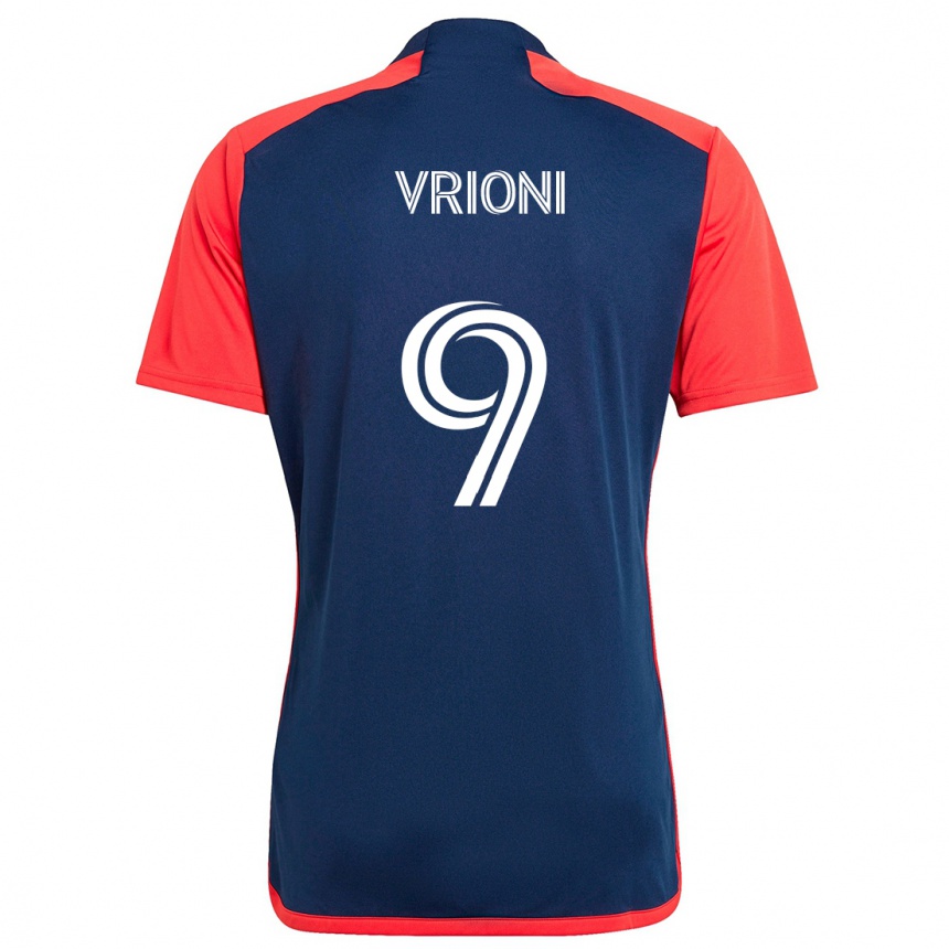 Kids Football Giacomo Vrioni #9 Blue Red Home Jersey 2024/25 T-Shirt Uk