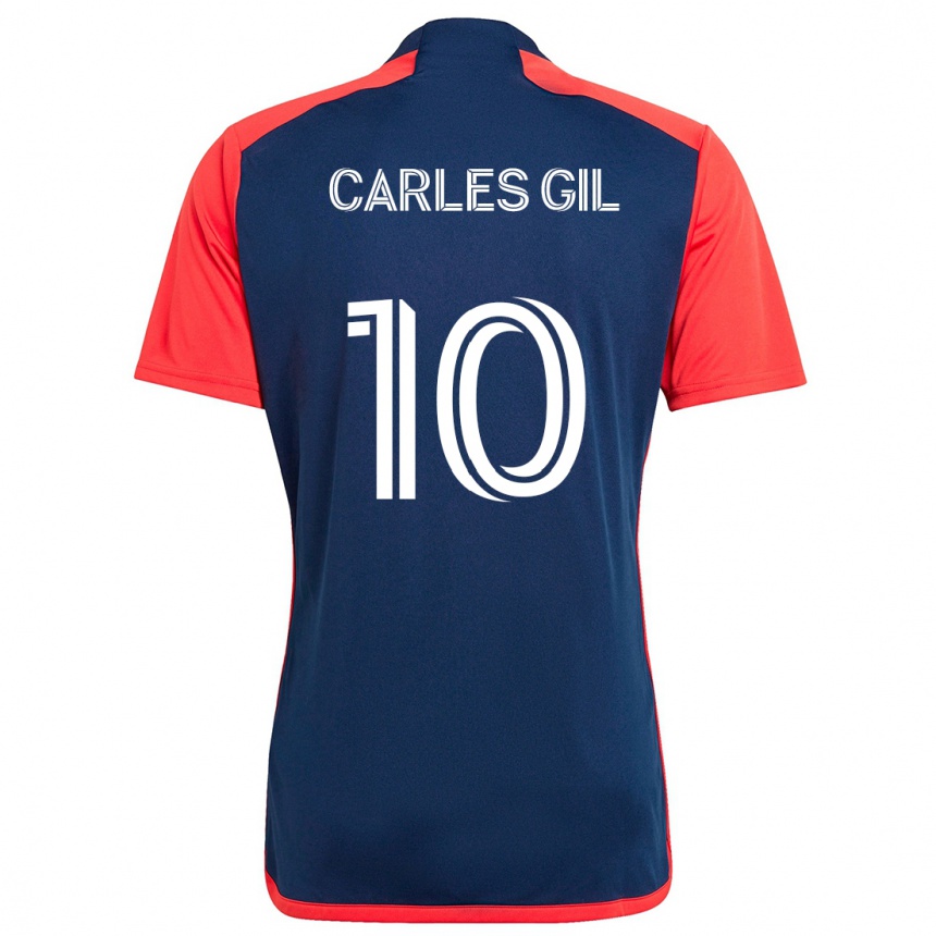 Kids Football Carles Gil #10 Blue Red Home Jersey 2024/25 T-Shirt Uk