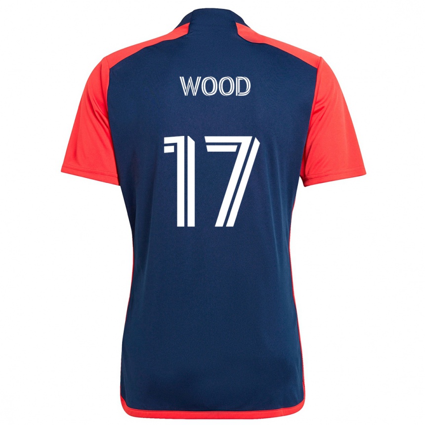 Kids Football Bobby Wood #17 Blue Red Home Jersey 2024/25 T-Shirt Uk