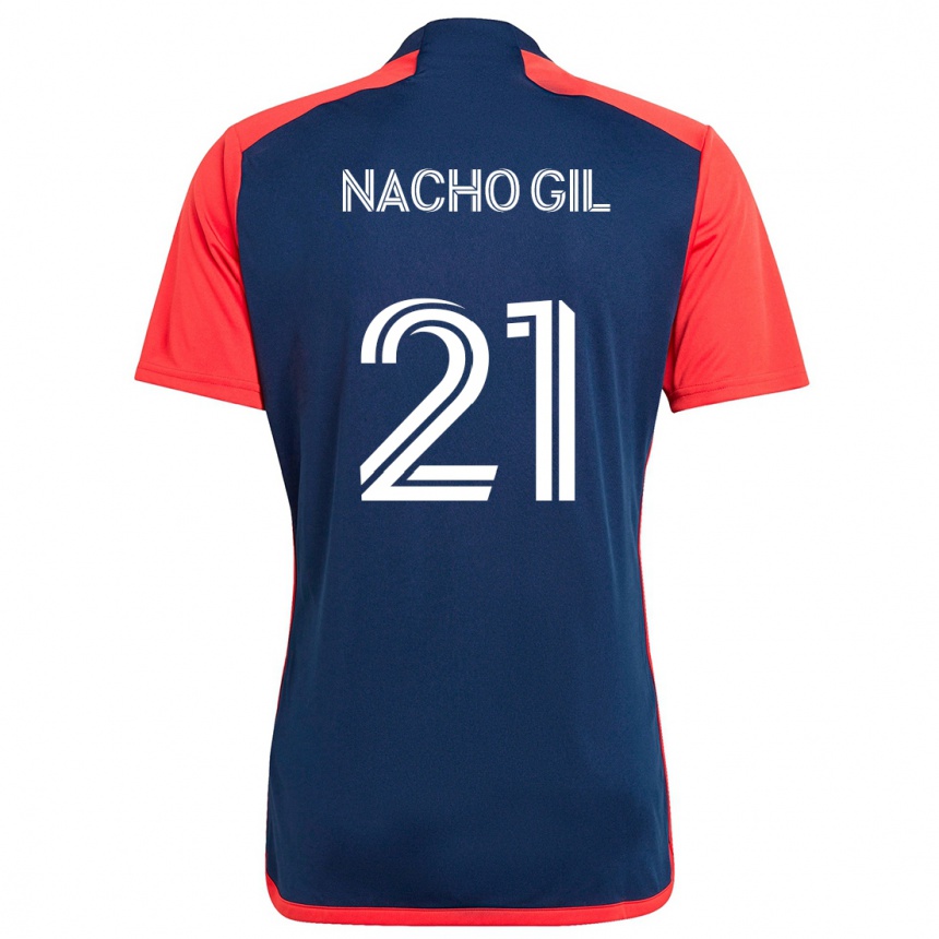 Kids Football Nacho Gil #21 Blue Red Home Jersey 2024/25 T-Shirt Uk