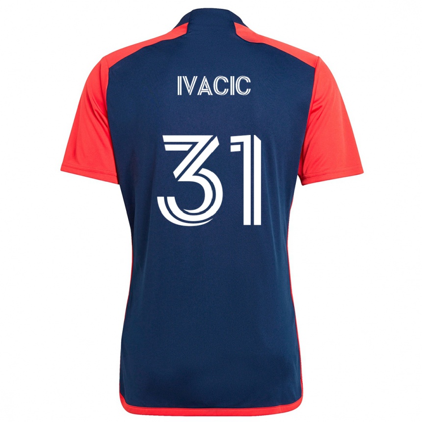 Kids Football Aljaz Ivacic #31 Blue Red Home Jersey 2024/25 T-Shirt Uk