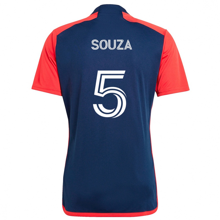 Kids Football Victor Souza #5 Blue Red Home Jersey 2024/25 T-Shirt Uk