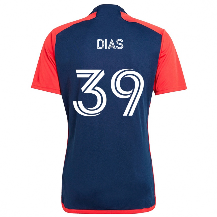 Kids Football Marcos Dias #39 Blue Red Home Jersey 2024/25 T-Shirt Uk