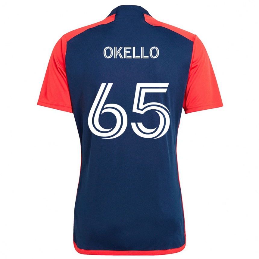 Kids Football Noble Okello #65 Blue Red Home Jersey 2024/25 T-Shirt Uk