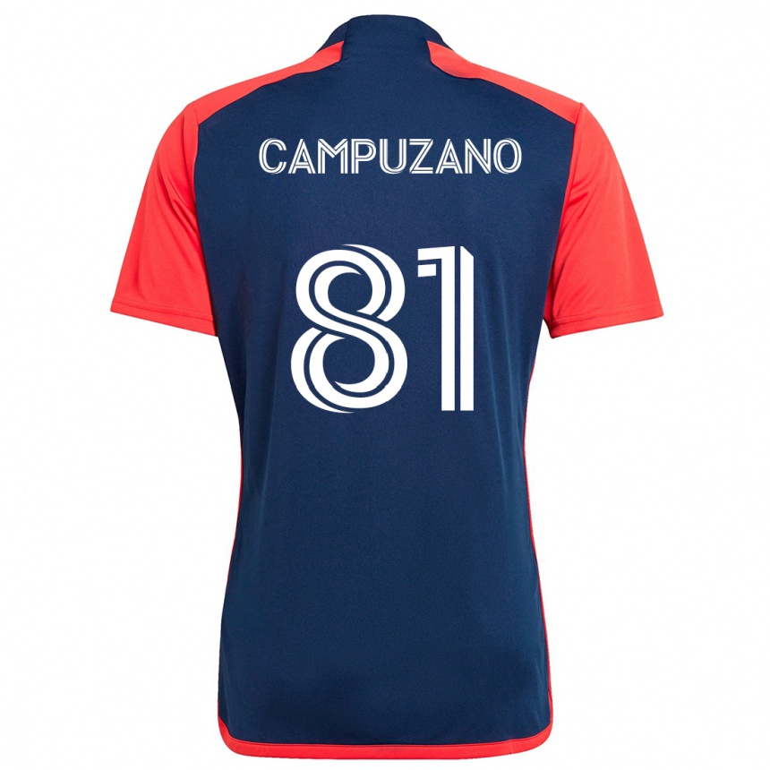 Kids Football Nico Campuzano #81 Blue Red Home Jersey 2024/25 T-Shirt Uk