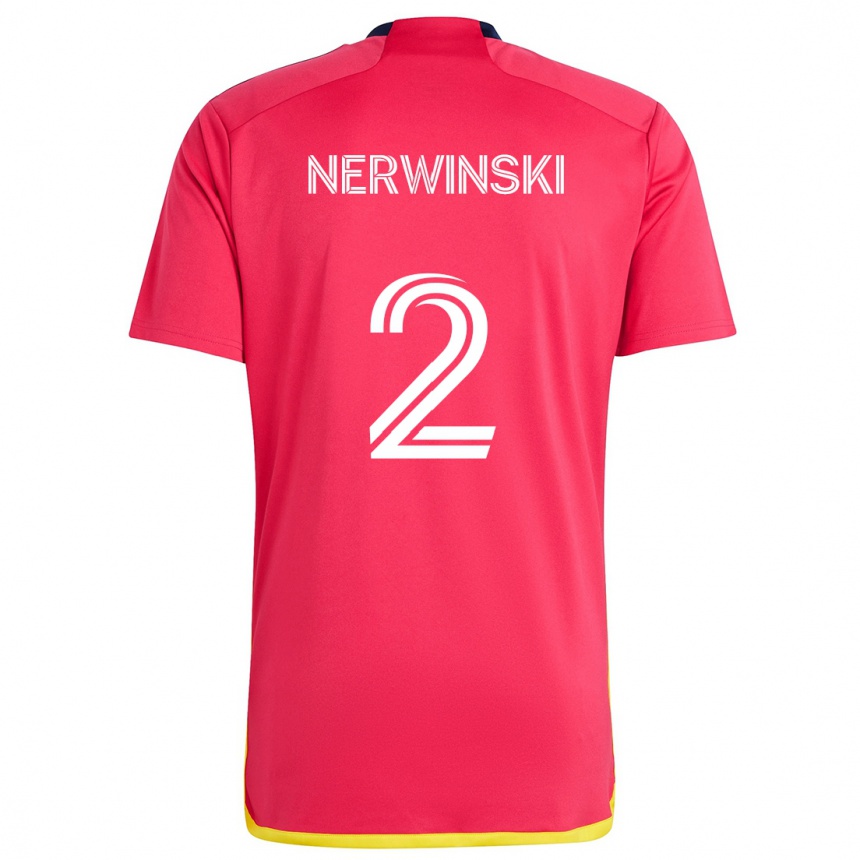 Kids Football Jake Nerwinski #2 Red Blue Home Jersey 2024/25 T-Shirt Uk