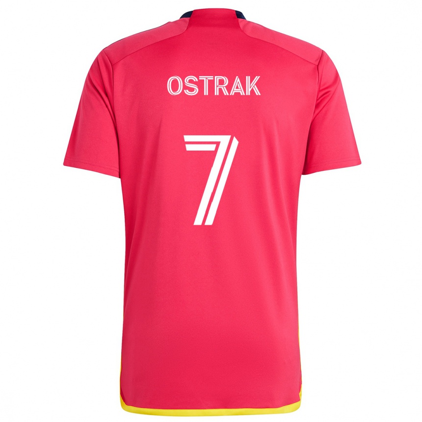 Kids Football Tomás Ostrák #7 Red Blue Home Jersey 2024/25 T-Shirt Uk